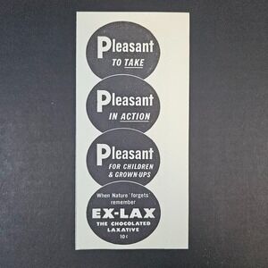 1949 Ex-Lax Chocolated Laxative Vintage Print Ad Pleasant When Nature Forgets‎